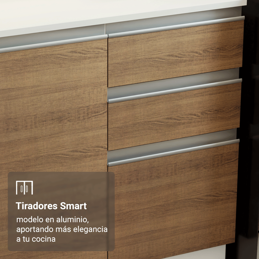 Combo de Cocina 100% MDF 310 cm Smart Blanco/Marrón/Crema 02