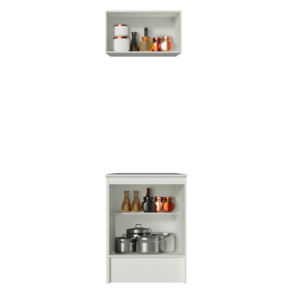 Kit Topazio 60 cm con alacena y bajo mesada, Blanco
