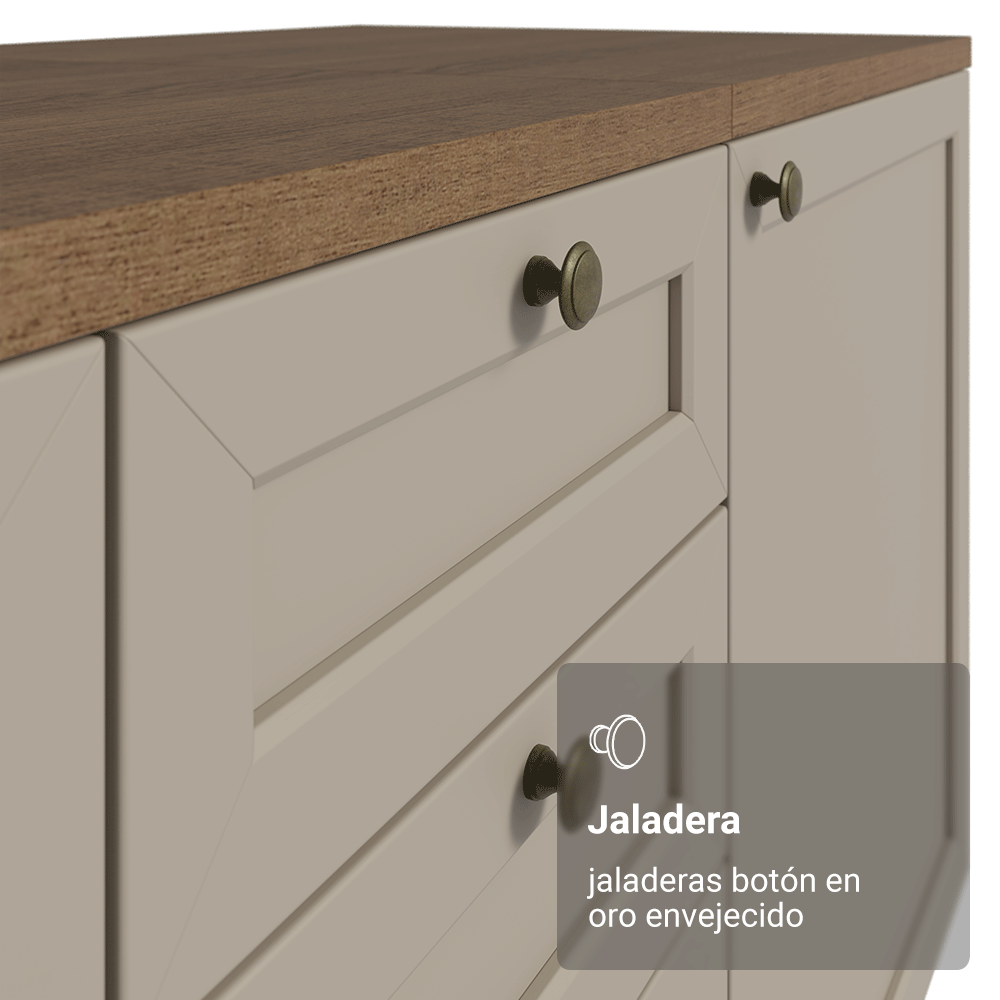 Combo de Cocina Compacta 120 cm Marrón/Crema Vik Madesa 01