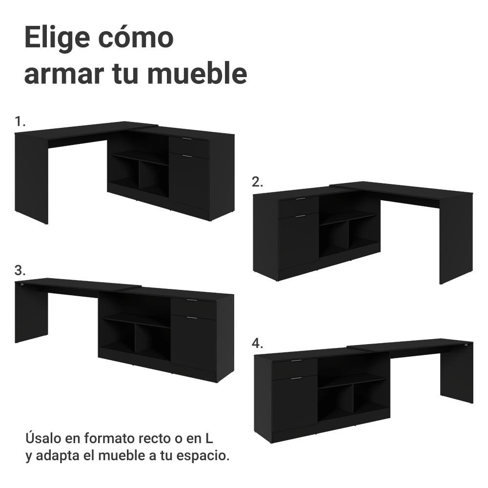 Tocador Esquinero para Maquillaje o Escritorio 300 cm Negro Madesa