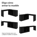 Tocador Esquinero para Maquillaje o Escritorio 300 cm Negro Madesa