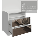 Respaldo de Cama Extensible Tapizado con 2 Mesas de Luz Espejadas Blanco/Imperial Madesa