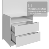 Respaldo de Cama Extensible Tapizado con 2 Mesas de Luz Blanco/Silver Madesa