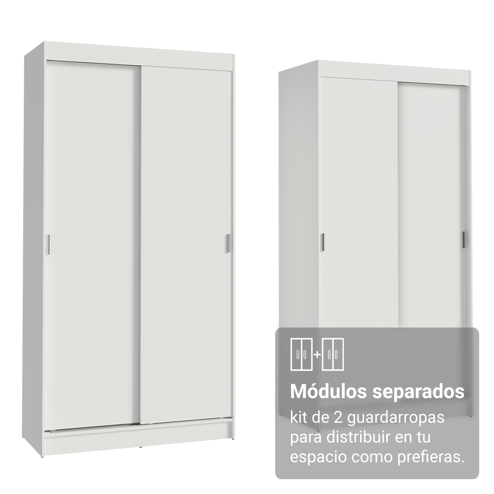 Conjunto 2 Placares 4 Puertas Corredizas Blanco Tokio Madesa