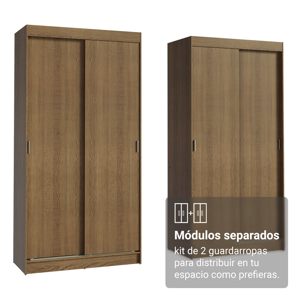 Conjunto 2 Placares 4 Puertas Corredizas Marrón Tokio Madesa