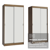 Conjunto 2 Placares 4 Puertas Corredizas Marrón/Blanco Tokio Madesa