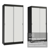 Conjunto 2 Placares 4 Puertas Corredizas Negro/Blanco Tokio Madesa