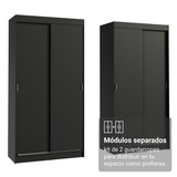 Conjunto 2 Placares 4 Puertas Corredizas Negro Tokio Madesa