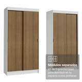 Conjunto 2 Placares 4 Puertas Corredizas Blanco/Marrón Tokio Madesa