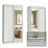 Conjunto 2 Placares 4 Puertas Corredizas con 2 Espejos Blanco Tokio Madesa