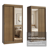 Conjunto 2 Placares 4 Puertas Corredizas con 2 Espejos Marrón Tokio Madesa