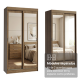Conjunto 2 Placares 4 Puertas Corredizas con 4 Espejos Marrón Tokio Madesa