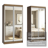 Conjunto 2 Placares 4 Puertas Corredizas con 4 Espejos Marrón/Blanco Tokio Madesa