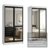 Conjunto 2 Placares 4 Puertas Corredizas con 4 Espejos Blanco/Negro Tokio Madesa
