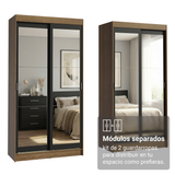 Conjunto 2 Placares 4 Puertas Corredizas con 4 Espejos Marrón/Negro Tokio Madesa