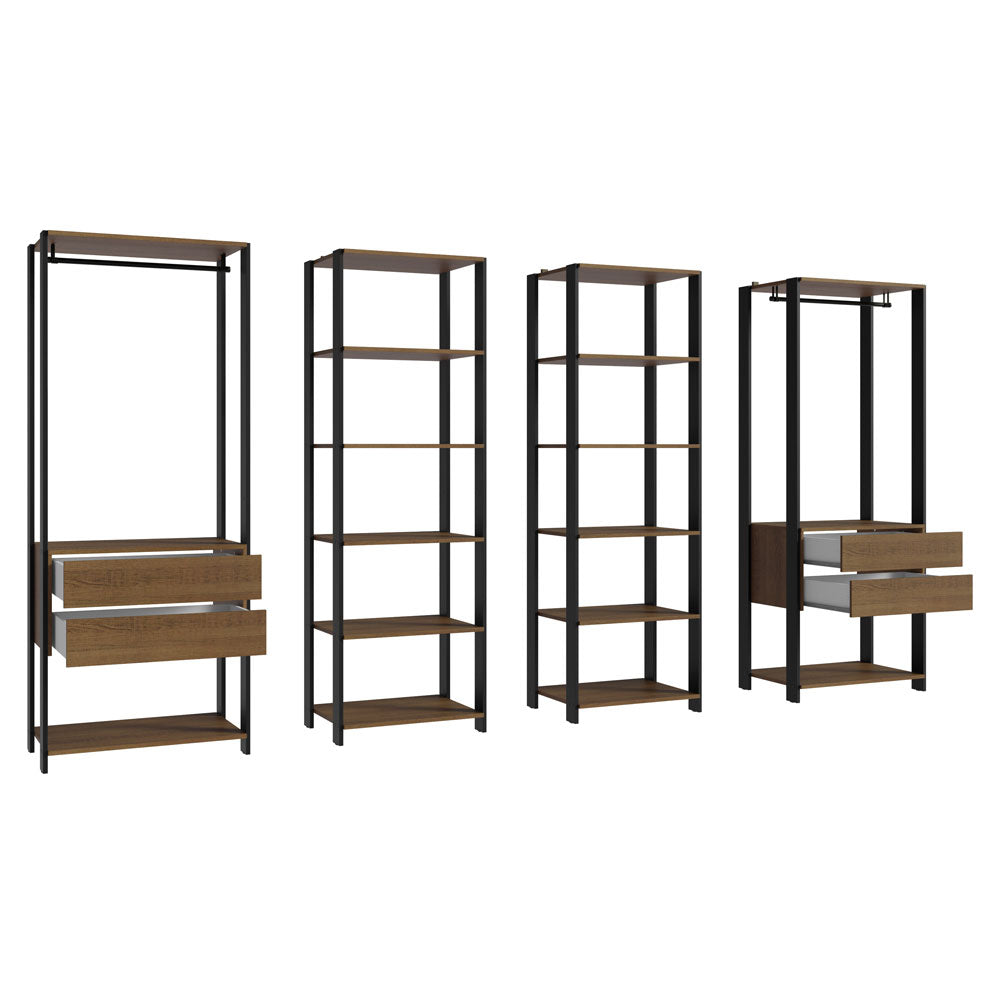 Placard Ropero Modulado Valencia 4 Cajones 258cm Marrón/Negro 02