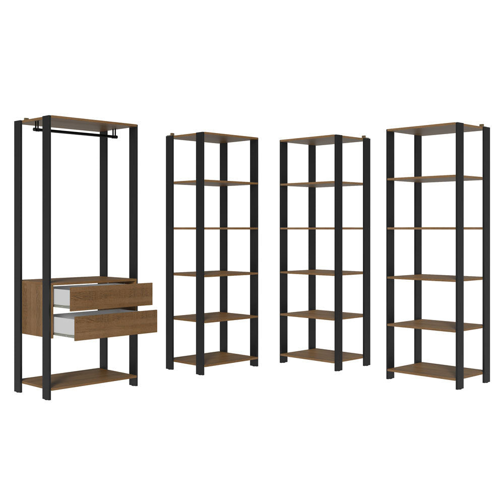 Placard Modulado 2 Cajones 247 cm Marrón/Negro Valencia