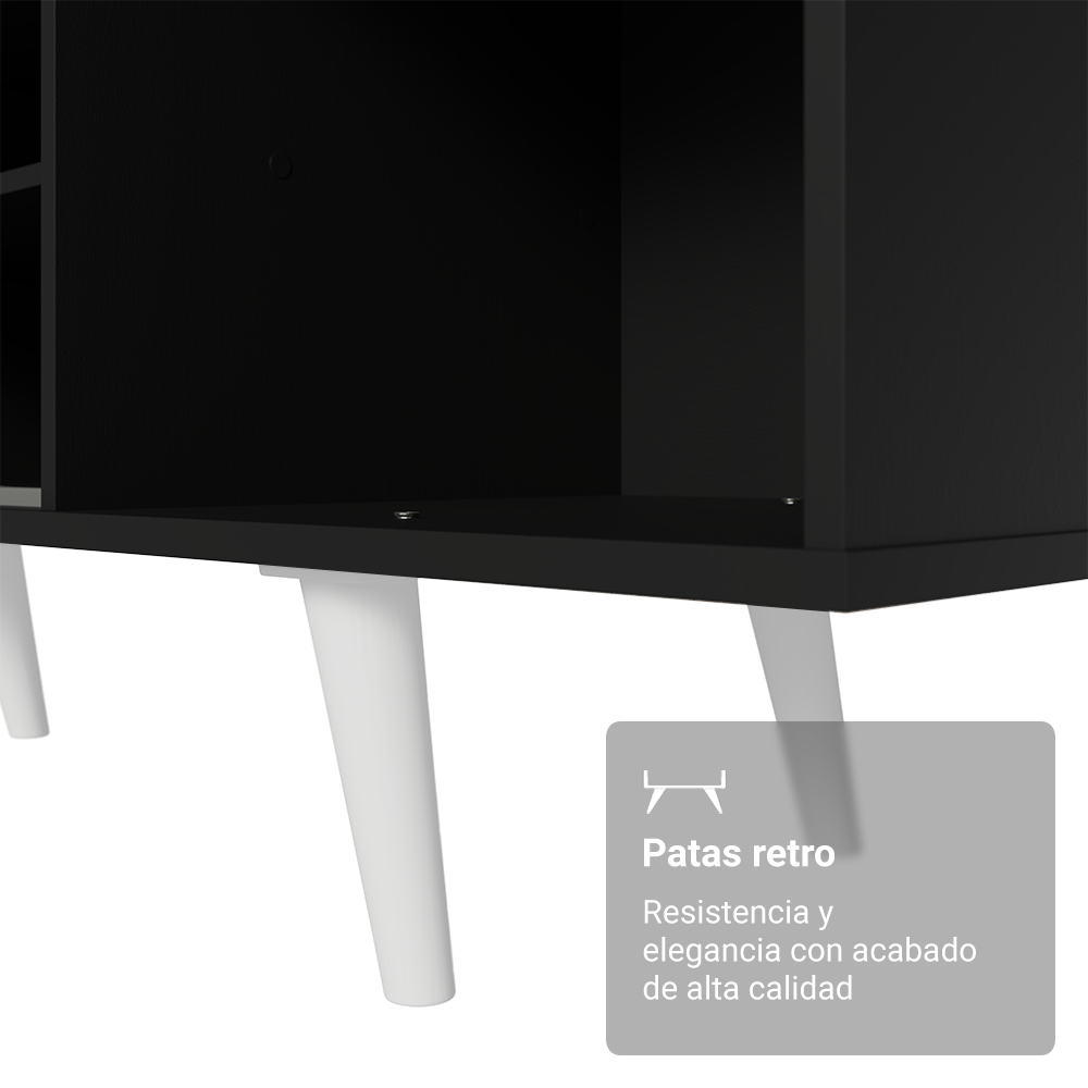 Rack para TV hasta 80 pulgadas, 160 cm de ancho, con patas, Negro/Blanco Torino