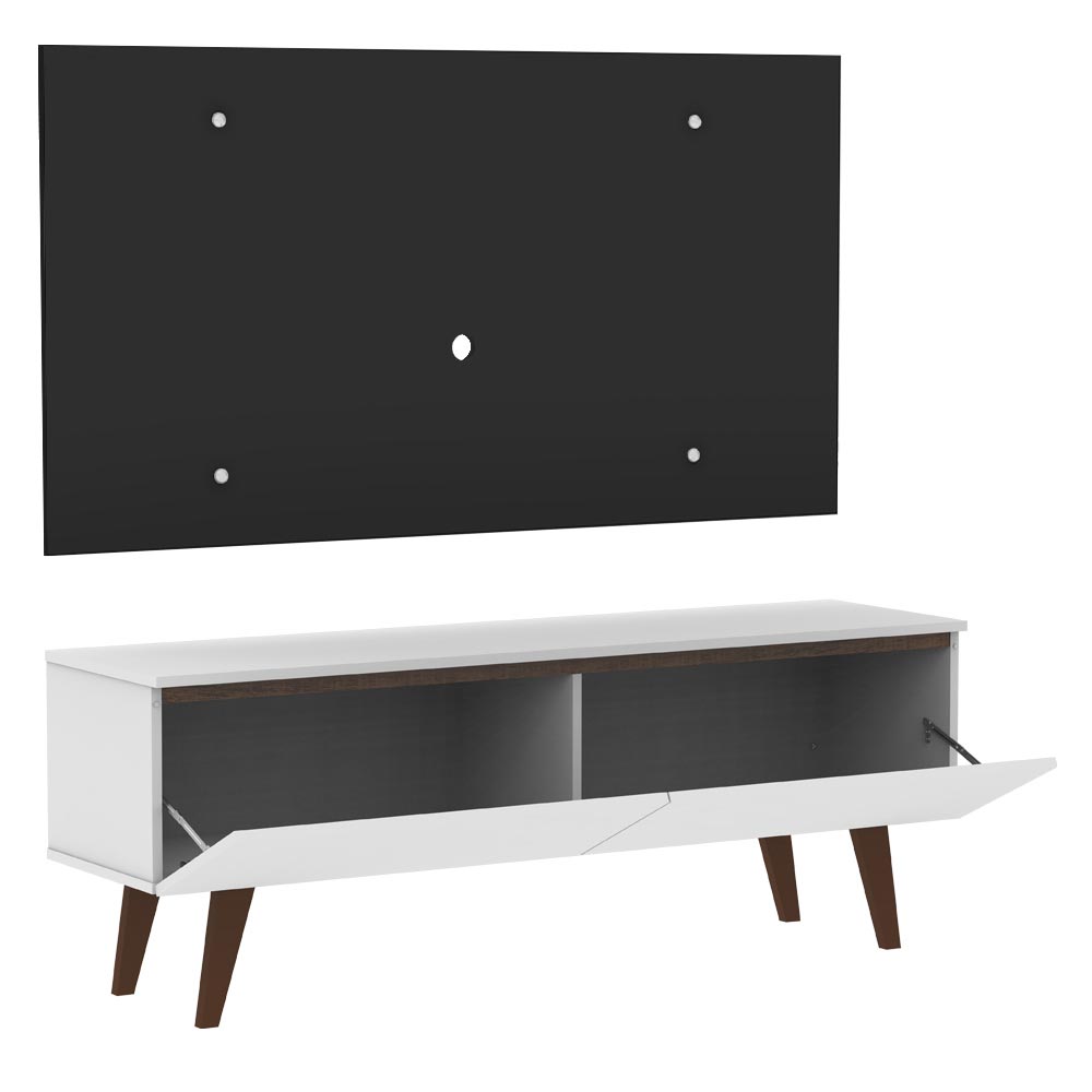 Rack Madesa Le Mans con Panel para TV hasta 55 Pulgadas 2 Puetas Blanco/Negro