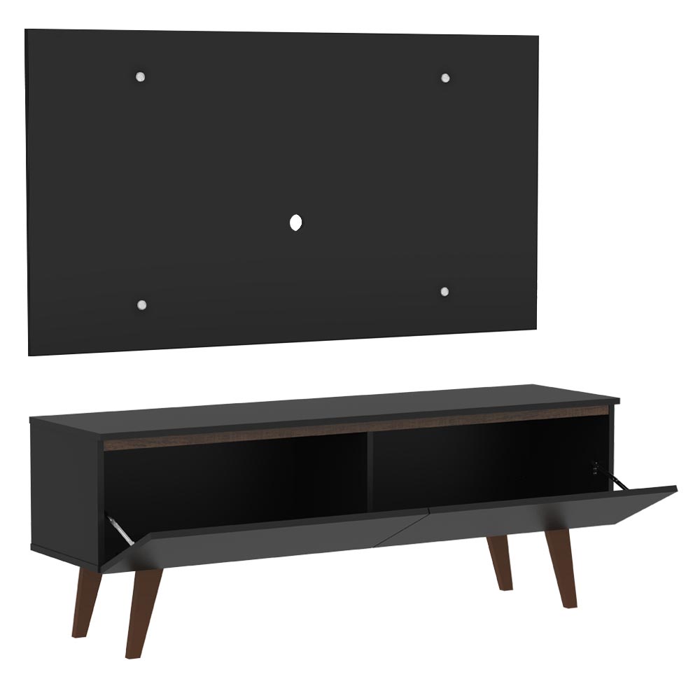 Rack Madesa Le Mans con Panel para TV hasta 55 Pulgadas 2 Puetas Negro