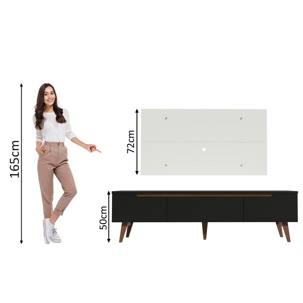 Rack para TV Madesa Reims con Panel de TV hasta 55 Pulgadas 2 Puertas e 1 Cajon Negro/Blanco