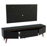 Rack Madesa Reims con Panel para TV hasta 55 Pulgadas 2 Puertas y 1 Cajón Negro