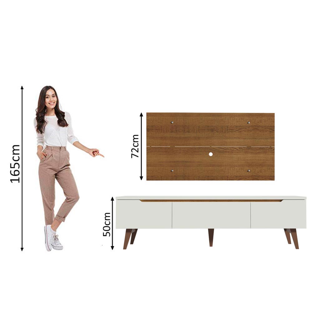 Rack para TV Madesa Reims con Panel de TV hasta 55 Pulgadas 2 Puertas e 1 Cajon Blanco/Marrón