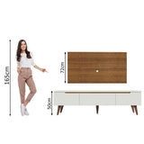 Rack para TV Madesa Reims con Panel de TV hasta 55 Pulgadas 2 Puertas e 1 Cajon Blanco/Marrón