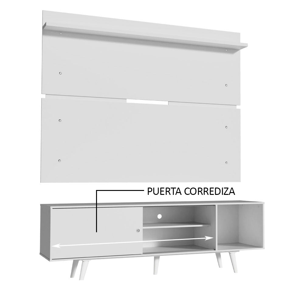 Rack Madesa Dubai con Panel para TV hasta 65 Pulgadas con Patas Blanco