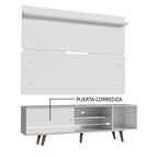 Rack Dubai con Panel de TV hasta 65 Pulgadas 160 cm con Patas Blanco/Blanco/Marrón Madesa