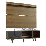 Rack Madesa Dubai con Panel para TV hasta 65 Pulgadas con Patas Marrón/Negro