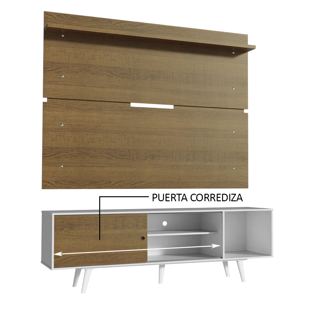 Rack Madesa Dubai con Panel para TV hasta 65 Pulgadas con Patas Blanco/Marrón