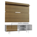 Rack Madesa Dubai con Panel para TV hasta 65 Pulgadas con Patas Blanco/Marrón