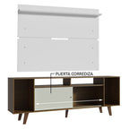 Rack Cancun con Patas y Panel de TV hasta 65 Pulgadas 180 cm Marrón/Blanco Madesa