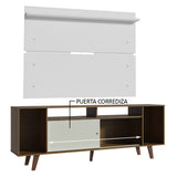 Rack Madesa Cancun con Patas y Panel para TV hasta 65 Pulgadas Marrón/Blanco