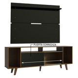 Rack Madesa Cancun con Patas y Panel para TV hasta 65 Pulgadas Marrón/Negro