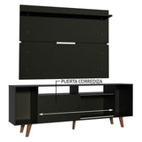 Rack Madesa Cancun con Patas y Panel para TV hasta 65 Pulgadas Negro/Negro