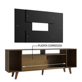 Rack Madesa Cancun con Patas y Panel para TV hasta 58 Pulgadas Marrón/Negro