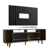 Rack Madesa Cancun con Patas y Panel para TV hasta 58 Pulgadas Negro/Marrón