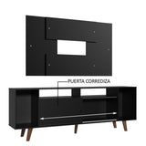 Rack Madesa Cancun con Patas y Panel para TV hasta 58 Pulgadas Negro
