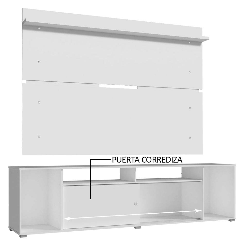 Rack Madesa Cancun con Panel para TV hasta 65 Pulgadas Blanco