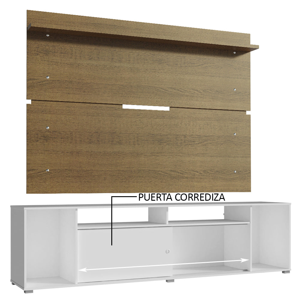 Rack Madesa Cancun con Panel para TV hasta 65 Pulgadas Blanco/Marrón