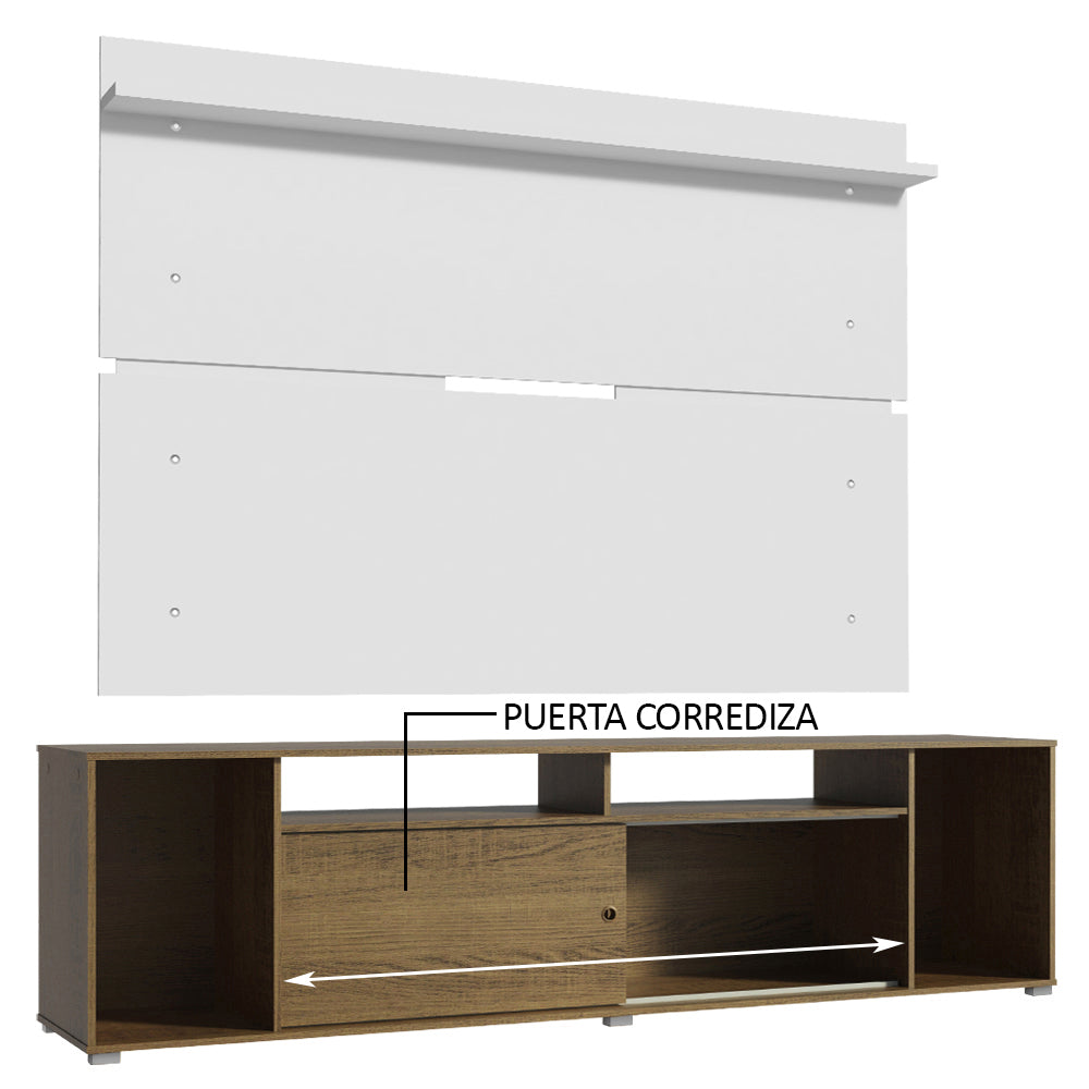 Rack Madesa Cancun con Panel para TV hasta 65 Pulgadas Marrón/Blanco