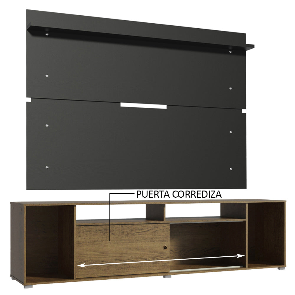 Rack Madesa Cancun con Panel para TV hasta 65 Pulgadas Marrón/Negro