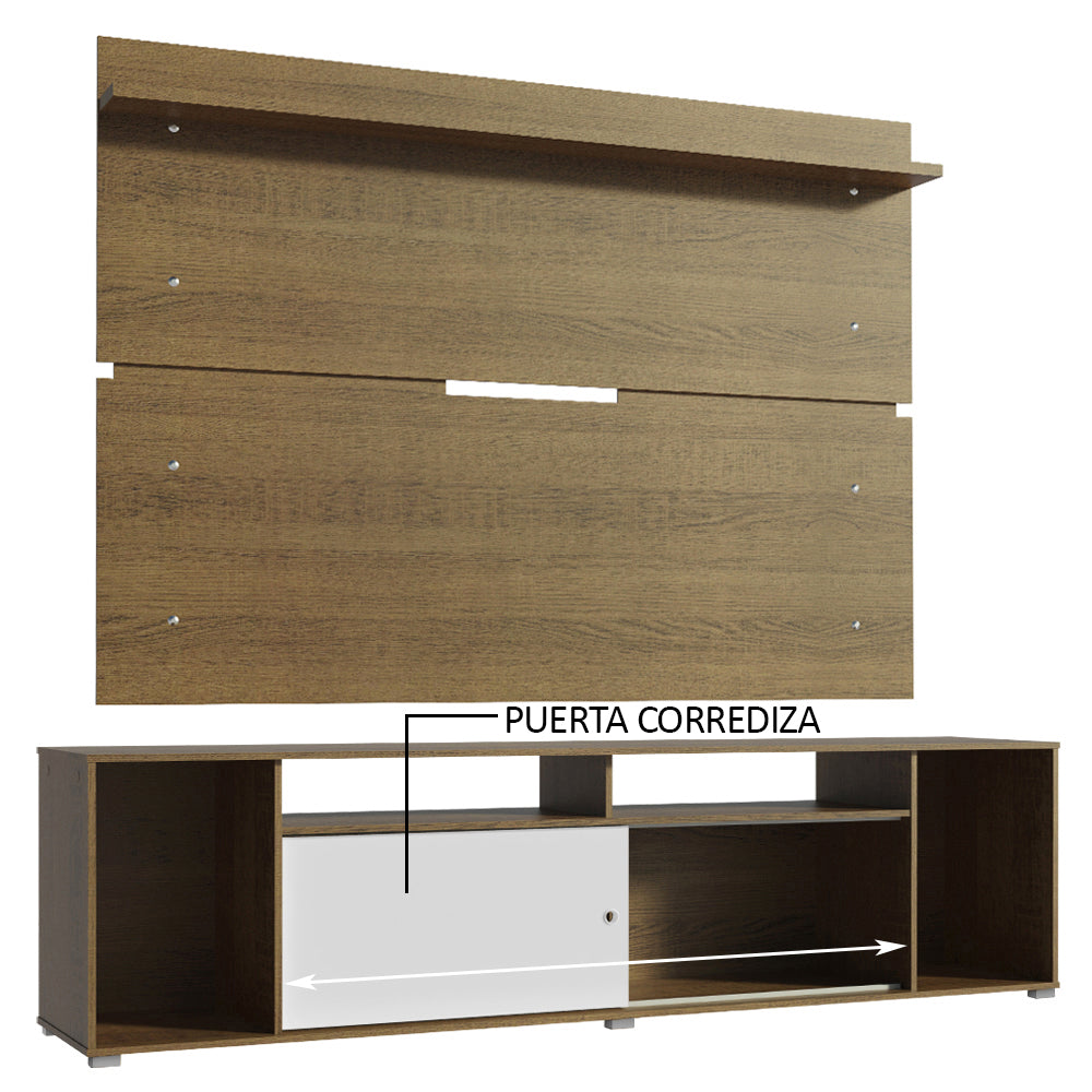 Rack Madesa Cancun con Panel para TV hasta 65 Pulgadas Marrón/Blanco