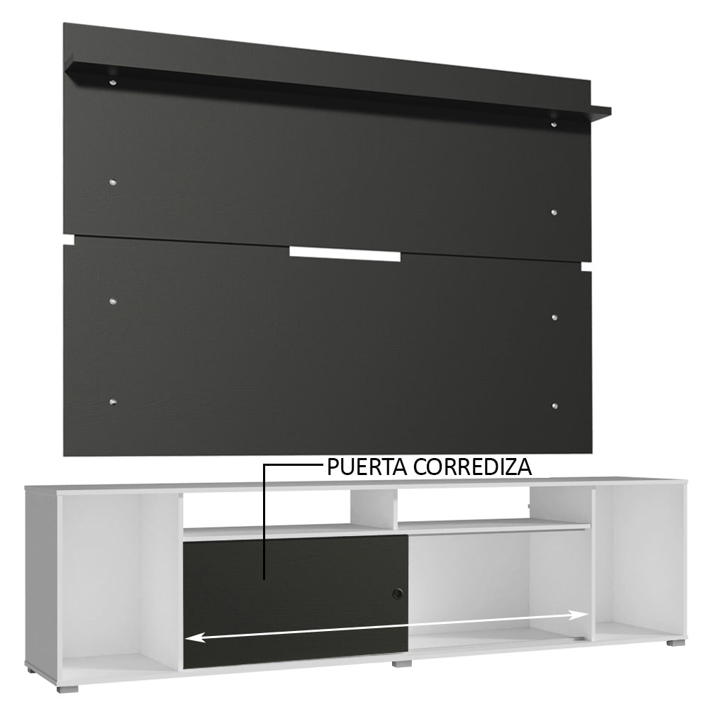 Rack Madesa Cancun con Panel para TV hasta 65 Pulgadas Blanco/Negro