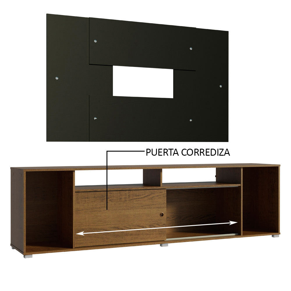 Rack Madesa Cancun con Panel para TV hasta 58 Pulgadas Marrón/Negro
