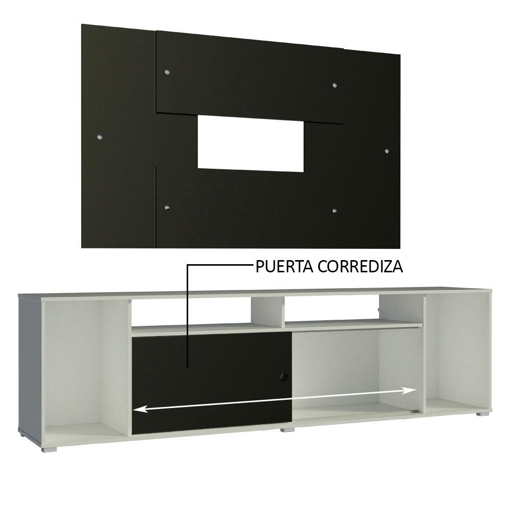 Rack Madesa Cancun con Panel para TV hasta 58 Pulgadas Blanco/Negro