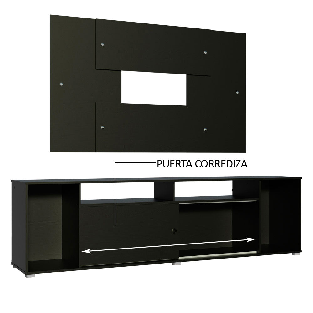 Rack Madesa Cancun con Panel para TV hasta 58 Pulgadas Negro