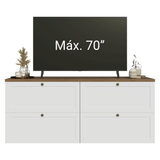 Rack para TV hasta 70 pulgadas, 160cm, 4 cajones, Marrón/Blanco Vik 04